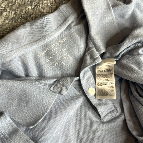 Banana Republic Large Slim Fit Pique Blue Heather short sleeve Polo - Picture 4 of 4